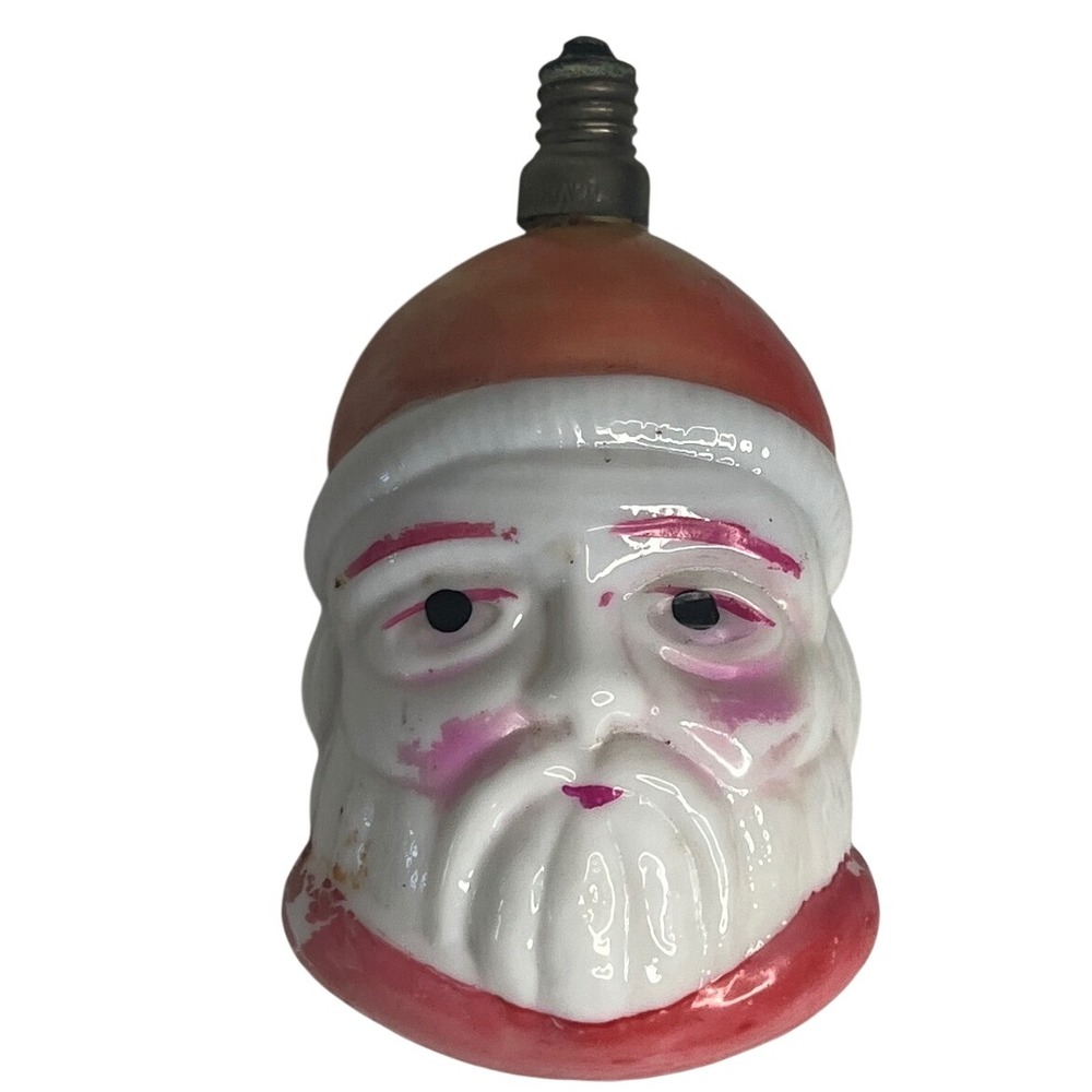 Vtg 30/40s Santa milk glass Christmas Ornament Decor only UNTESTED Bulb Japan